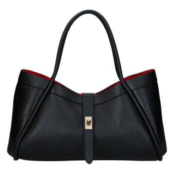 Dámská kožená kabelka do ruky černá - Delami Vera Pelle Sabel