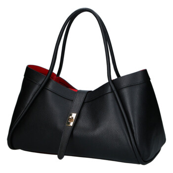 Dámská kožená kabelka do ruky černá - Delami Vera Pelle Sabel