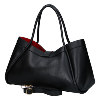 Dámská kožená kabelka do ruky černá - Delami Vera Pelle Sabel