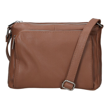 Dámská kožená crossbody kabelka hnědá - Delami Vera Pelle Bandit