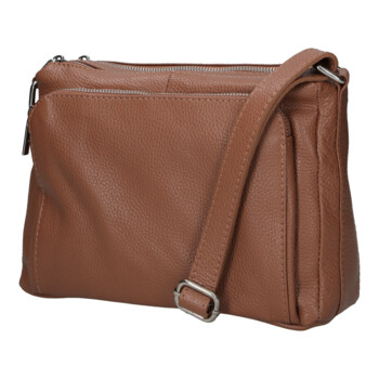 Dámská kožená crossbody kabelka hnědá - Delami Vera Pelle Bandit