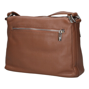 Dámská kožená crossbody kabelka hnědá - Delami Vera Pelle Bandit
