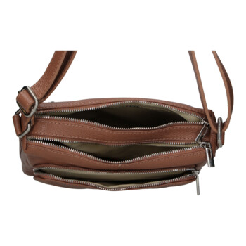 Dámská kožená crossbody kabelka hnědá - Delami Vera Pelle Bandit