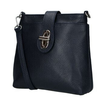 Dámská kožená crossbody kabelka tmavě modrá - Delami Vera Pelle Rikkita