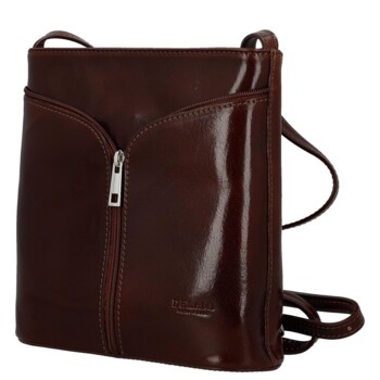 Dámská kožená crossbody kabelka hnědá - Delami Vera Pelle Nemia
