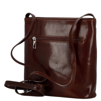 Dámská kožená crossbody kabelka hnědá - Delami Vera Pelle Nemia