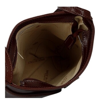 Dámská kožená crossbody kabelka hnědá - Delami Vera Pelle Nemia