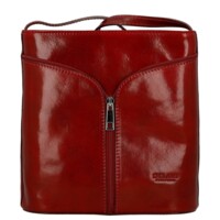 Dámská kožená crossbody kabelka červená - Delami Vera Pelle Nemia