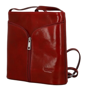 Dámská kožená crossbody kabelka červená - Delami Vera Pelle Nemia