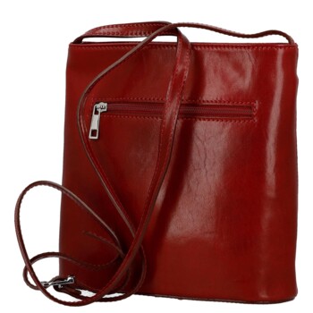 Dámská kožená crossbody kabelka červená - Delami Vera Pelle Nemia