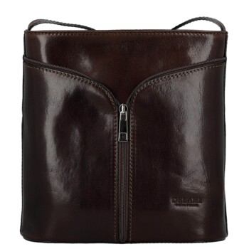 Dámská kožená crossbody kabelka tmavě hnědá - Delami Vera Pelle Nemia