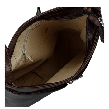 Dámská kožená crossbody kabelka tmavě hnědá - Delami Vera Pelle Nemia