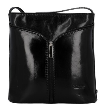 Dámská kožená crossbody kabelka černá - Delami Vera Pelle Nemia