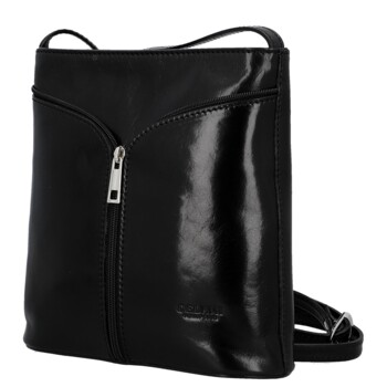 Dámská kožená crossbody kabelka černá - Delami Vera Pelle Nemia