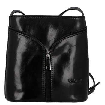Dámská kožená crossbody kabelka černá - Delami Vera Pelle Orsolya 