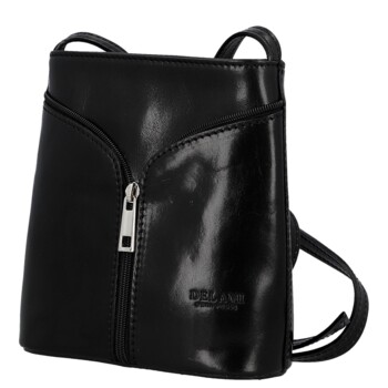 Dámská kožená crossbody kabelka černá - Delami Vera Pelle Orsolya 