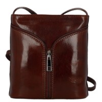Dámská kožená crossbody kabelka hnědá - Delami Vera Pelle Orsolya 