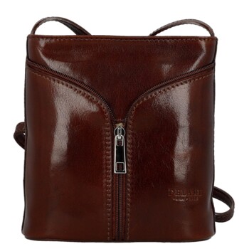 Dámská kožená crossbody kabelka hnědá - Delami Vera Pelle Orsolya 