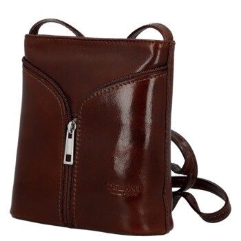 Dámská kožená crossbody kabelka hnědá - Delami Vera Pelle Orsolya 