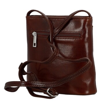 Dámská kožená crossbody kabelka hnědá - Delami Vera Pelle Orsolya 