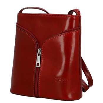 Dámská kožená crossbody kabelka červená - Delami Vera Pelle Orsolya 