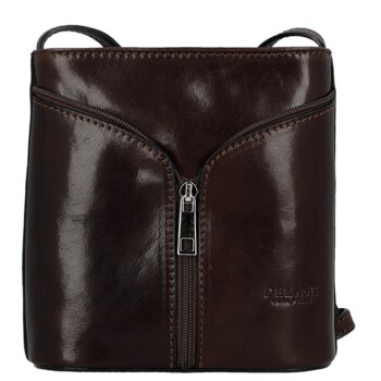Dámská kožená crossbody kabelka tmavě hnědá - Delami Vera Pelle Orsolya 