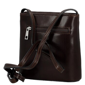 Dámská kožená crossbody kabelka tmavě hnědá - Delami Vera Pelle Orsolya 