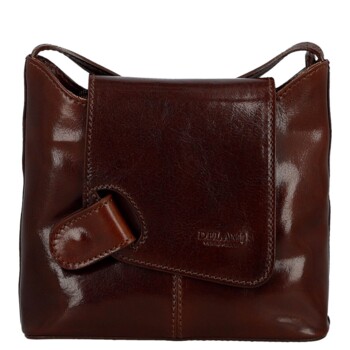 Dámská kožená crossbody kabelka hnědá - Delami Vera Pelle Belisa