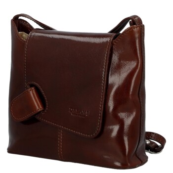 Dámská kožená crossbody kabelka hnědá - Delami Vera Pelle Belisa