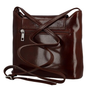 Dámská kožená crossbody kabelka hnědá - Delami Vera Pelle Belisa