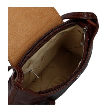 Dámská kožená crossbody kabelka hnědá - Delami Vera Pelle Belisa