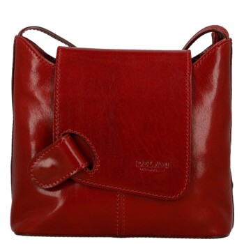 Dámská kožená crossbody kabelka červená - Delami Vera Pelle Belisa