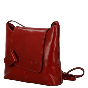 Dámská kožená crossbody kabelka červená - Delami Vera Pelle Belisa