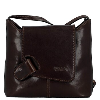 Dámská kožená crossbody kabelka tmavě hnědá - Delami Vera Pelle Belisa