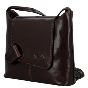 Dámská kožená crossbody kabelka tmavě hnědá - Delami Vera Pelle Belisa