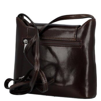 Dámská kožená crossbody kabelka tmavě hnědá - Delami Vera Pelle Belisa
