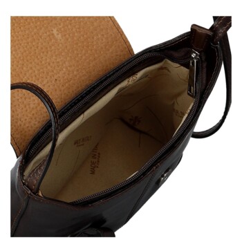 Dámská kožená crossbody kabelka tmavě hnědá - Delami Vera Pelle Belisa