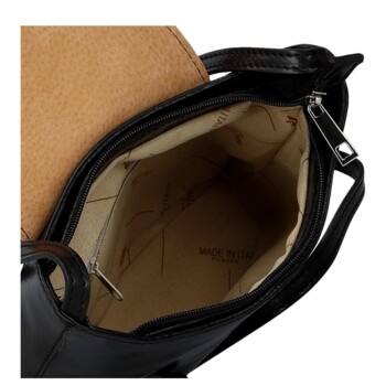 Dámská kožená crossbody kabelka černá - Delami Vera Pelle Belisa