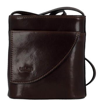 Dámská kožená crossbody kabelka tmavě hnědá - Delami Vera Pelle Ilaria