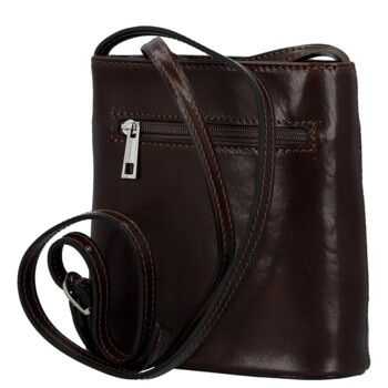 Dámská kožená crossbody kabelka tmavě hnědá - Delami Vera Pelle Ilaria