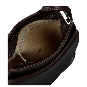 Dámská kožená crossbody kabelka tmavě hnědá - Delami Vera Pelle Ilaria