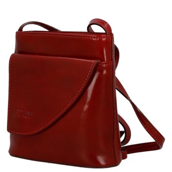 Dámská kožená crossbody kabelka červená - Delami Vera Pelle Ilaria