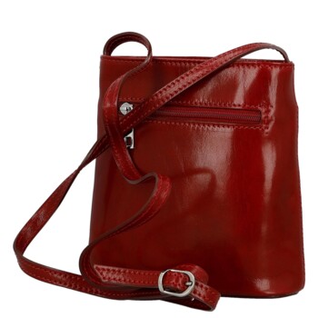 Dámská kožená crossbody kabelka červená - Delami Vera Pelle Ilaria
