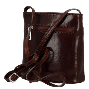 Dámská kožená crossbody kabelka hnědá - Delami Vera Pelle Ilaria