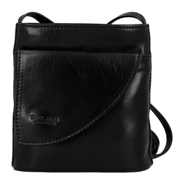 Dámská kožená crossbody kabelka černá - Delami Vera Pelle Ilaria