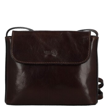 Dámská kožená crossbody kabelka tmavě hnědá - Delami Vera Pelle Maryam New