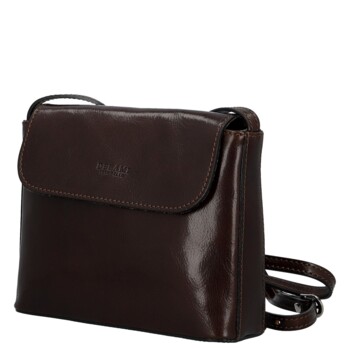 Dámská kožená crossbody kabelka tmavě hnědá - Delami Vera Pelle Maryam New