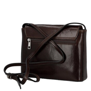 Dámská kožená crossbody kabelka tmavě hnědá - Delami Vera Pelle Maryam New