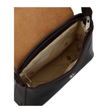 Dámská kožená crossbody kabelka tmavě hnědá - Delami Vera Pelle Maryam New