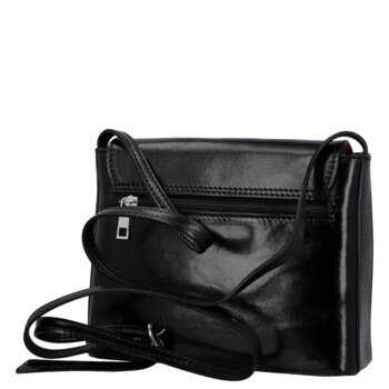 Dámská kožená crossbody kabelka černá - Delami Vera Pelle Maryam New